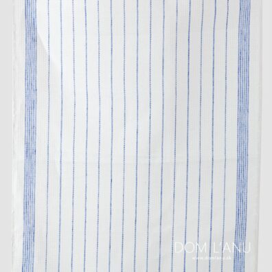 Ľanová látka na uteráky vaflová modrá pruhovaná