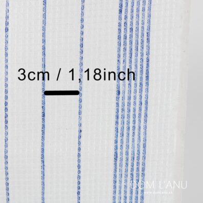 Ľanová látka na uteráky vaflová modrá pruhovaná, šírka 60cm