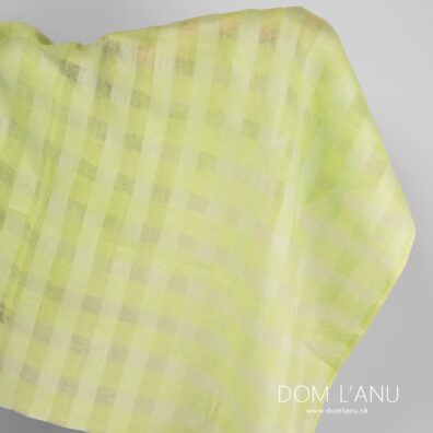 Ľanová látka svetlo zelená kockovaná transparentná