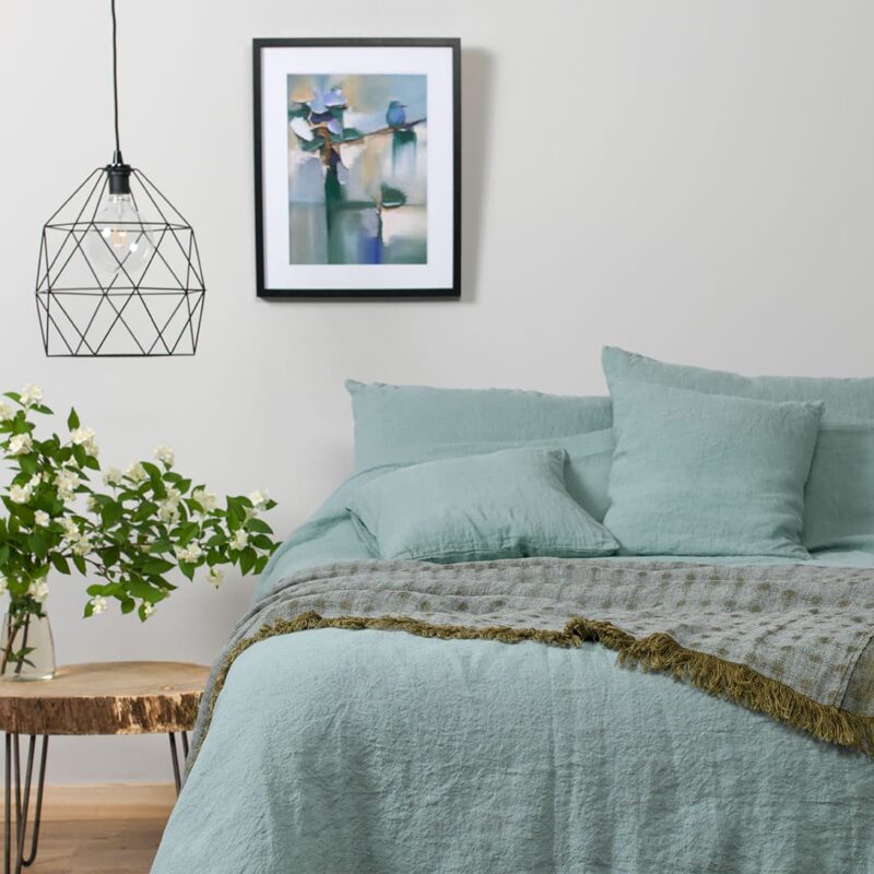 Ľanov&aacute; posteľn&aacute; bielizeň modrozelen&aacute; LAGUNA