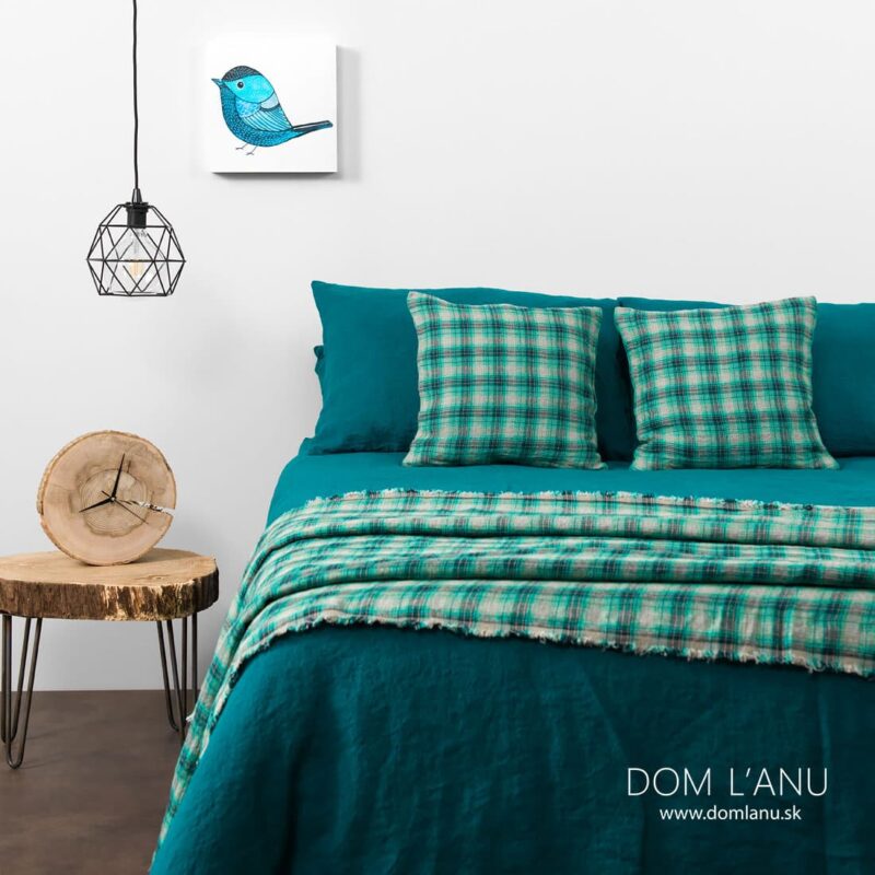 Ľanov&aacute; posteľn&aacute; bielizeň tmav&aacute; tyrkysov&aacute; LIBELE