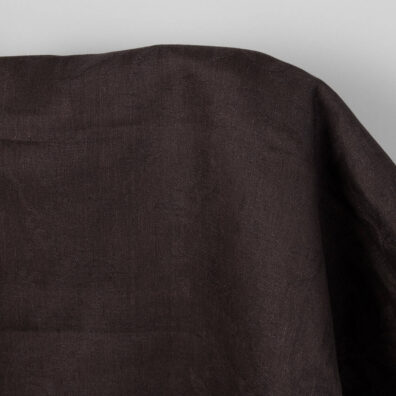 Ľanová hnedá žakárová látka na odevy, bytový textil