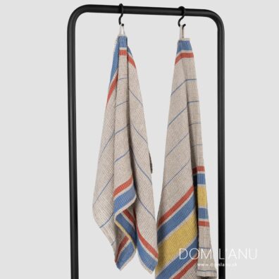 ZELDA poloľanový uterák hnedastý s pruhmi, špeciálne vypraná, mäkká, jemná tkanina