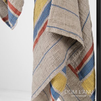 Poloľanový uterák hnedastý s pruhmi vaflový, 3 veľkosti