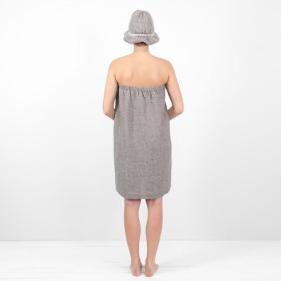 Ľanový "vaflový" kilt do sauny sivohnedý