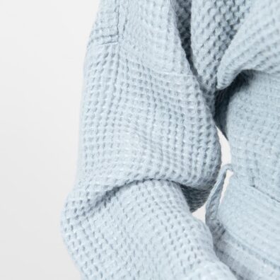 Poloľanový "vaflový" župan melanžový, tkaná modrošedá a modrozelenkavá priadza