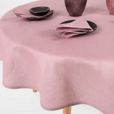 Poloľanový okrúhly, oválny bledolila obrus LUNA