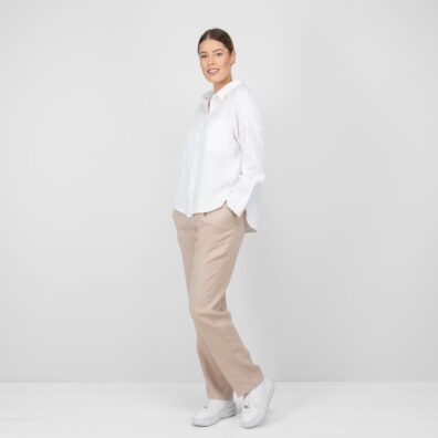 Ľanová biela blúzka s dlhými rukávmi