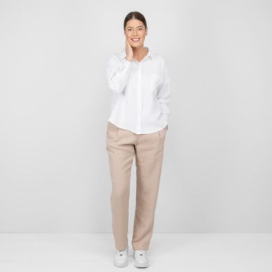 Ľanová biela blúzka nadrozmerná košeľová