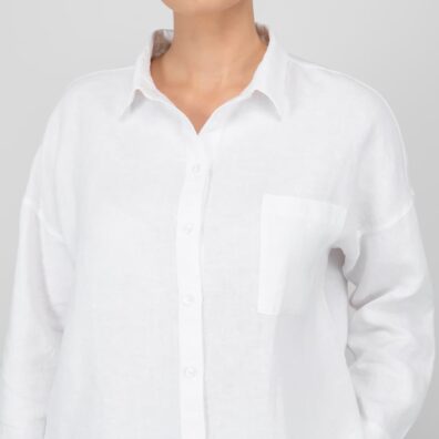 Ľanová biela blúzka so zapínaním na gombíky