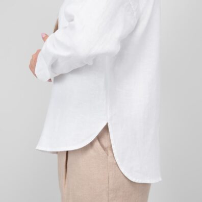 Ľanová biela blúzka s bočnými rozparkami