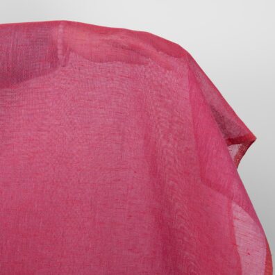 Priehľadná ľanová látka červená melanžová vhodná na šatky a závesy