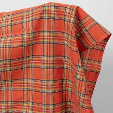 Poloľanová látka svetločervená kockovaná, šírka 150cm