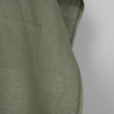 Ľanová tkanina sivozelená melanžová na odevy a bytový textil