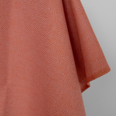 Ľanovo-bavlnená látka s lila-oranžovými diamantmi na odevy, textil
