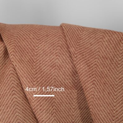 Ľanovo-bavlnená látka so žltohnedým vzorom „rybia kosť“ na odevy, textil