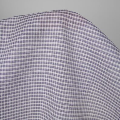 Ľanová tkanina s bielymi a fialovými transparentnými kockami, šírka 150cm